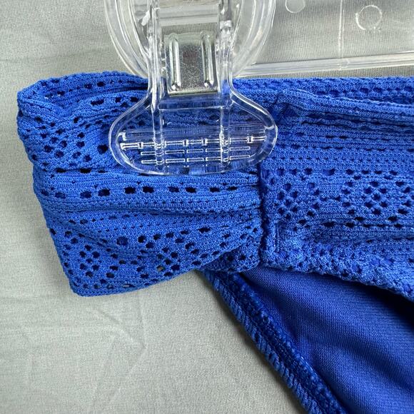 Roxy Paradise Base Girl Bikini Bottom Women’s Large Majorella Blue Crochet - Picture 3 of 7